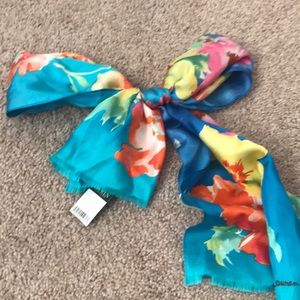 Ralph Lauren Blue Floral Scarf NEW 100% Silk